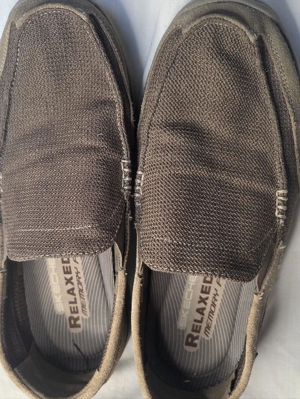 Skechers Relaxed Fit Men Sz 11 Brown Loafers Slip On Leather 64365 Comfort Style